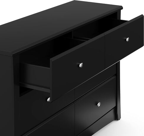 خزانة ذات 6 أدراج من Storkcraft Crescent (أسود) - معتمدة من GREENGUARD Gold، خزانة ملابس للحضانة، خزانة ذات 6 أدراج، خزانة أطفال، منظم درج خزانة الحضانة، خزانة ذات أدراج in Kuwait