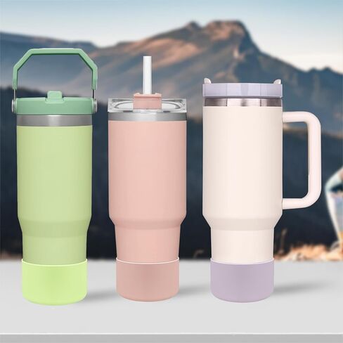 HEYSKAY 2pcs Protective Flask Silicone Boot Base for Stanley Quencher Adventure 40oz & Stanley IceFlow 20oz 30oz Tumbler, and Compatible with 12-24oz Hydro Sport Water Bottles,Yeti and More in Kuwait