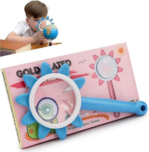 Rongon Kids Magnifying Glass Handheld Reading Magnifier for Children Student 10X Pink Magnifying Lens loupe for Reading Books, Exploring, Stamps, Map, Inspection (Pink) in Saudi Arabia