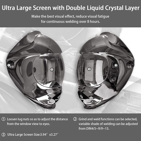 TEKWARE Ultra Large Viewing Screen True Color Solar Power Auto Darkening Welding Helmet, Hemispherical 4C lense, 4 Arc Sensor Wide Shade 4~5/9-9/13 for TIG MIG Arc Weld Grinding Welder Mask in Saudi Arabia