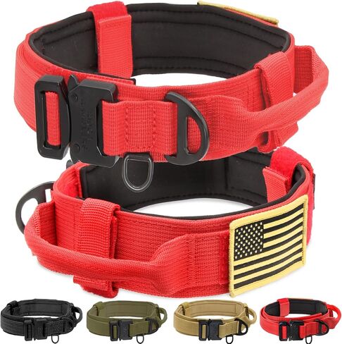 Advanced Tactical Dog Collar with Handle - Heavy Duty Dog Collar Made with Lightweight Metal Hardware and Soft Neoprene Padding - Military Dog Collar for Medium Large and X-Large Dogs in Saudi Arabia