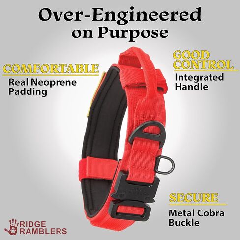 Advanced Tactical Dog Collar with Handle - Heavy Duty Dog Collar Made with Lightweight Metal Hardware and Soft Neoprene Padding - Military Dog Collar for Medium Large and X-Large Dogs in Saudi Arabia