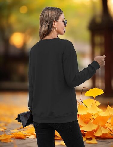 ALLTB Fall Sweatshirts for Women Embroidered Tops: Maple Leaf Graphic Crewneck Sweatshirt Casual Long Sleeve Pullover in Saudi Arabia