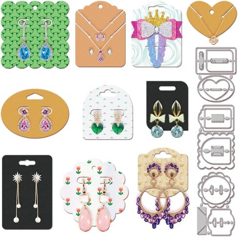 GLOBLELAND Earring Display Cards Cutting Dies for Card Making Necklace Keychain Card Metal Die Cuts Cutting Dies Template DIY Scrapbooking Small Business Bracelet Packaging Craft Decor in Saudi Arabia