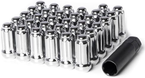 Circuit Performance 14x2.0 Black Closed End 6 Spline Security Acorn Lug Nuts Cone Seat Forged Steel (24 pieces + Tool) in Saudi Arabia