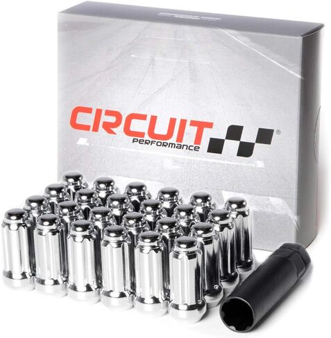 Circuit Performance 14x2.0 Black Closed End 6 Spline Security Acorn Lug Nuts Cone Seat Forged Steel (24 pieces + Tool) in Saudi Arabia