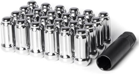 Circuit Performance 14x2.0 Black Closed End 6 Spline Security Acorn Lug Nuts Cone Seat Forged Steel (24 pieces + Tool) in Saudi Arabia