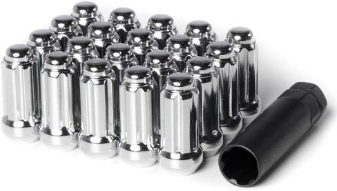 Circuit Performance 14x2.0 Black Closed End 6 Spline Security Acorn Lug Nuts Cone Seat Forged Steel (24 pieces + Tool) in Saudi Arabia