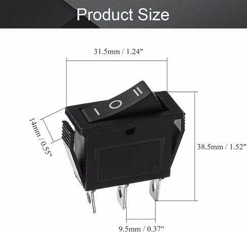 Fielect 5 قطعة KCD3 ON/Off مفتاح الروك المستدير 2Pin 250 فولت/16A 125 فولت/20A سيارة قارب أسود الروك التبديل تبديل in Kuwait
