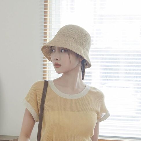 YOFARCHOY قبعة الشمس خفيفة الوزن قابلة للتعبئة للنساء قبعات شمسية قابلة للطي قبعات دلو منسوجة قبعة للشاطئ قابلة للتعبئة قبعة مرنة محبوكة in Kuwait