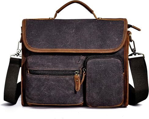 Handadsume مقاومة للماء قماش + حقيبة سفر جلدية حقيقية رسول عبر الجسم حقيبة كتف واحدة للرجال FB202 in Kuwait