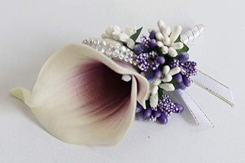 Calla Lily Boutonniere for Men Wedding Groom Best Man Boutonniere with Pin Set of 6 for Wedding Party Prom Event Ceremony Anniversary(Turquoise) in Saudi Arabia