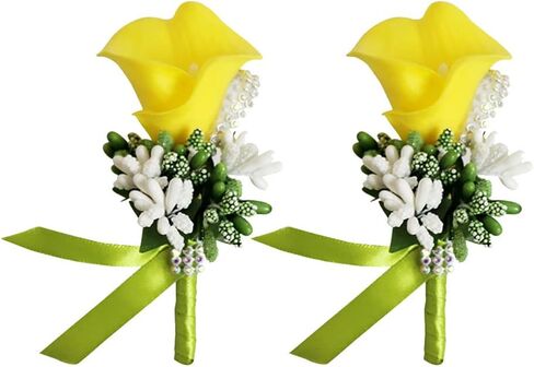 Calla Lily Boutonniere for Men Wedding Groom Best Man Boutonniere with Pin Set of 6 for Wedding Party Prom Event Ceremony Anniversary(Turquoise) in Saudi Arabia