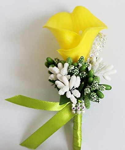 Calla Lily Boutonniere for Men Wedding Groom Best Man Boutonniere with Pin Set of 6 for Wedding Party Prom Event Ceremony Anniversary(Turquoise) in Saudi Arabia
