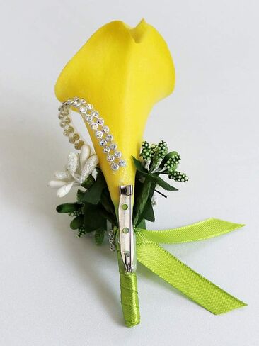 Calla Lily Boutonniere for Men Wedding Groom Best Man Boutonniere with Pin Set of 6 for Wedding Party Prom Event Ceremony Anniversary(Turquoise) in Saudi Arabia