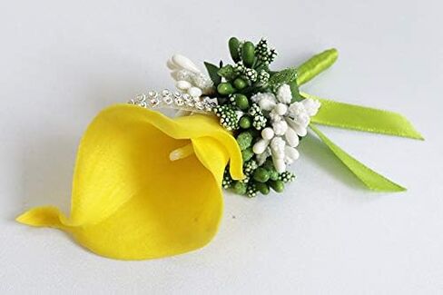 Calla Lily Boutonniere for Men Wedding Groom Best Man Boutonniere with Pin Set of 6 for Wedding Party Prom Event Ceremony Anniversary(Turquoise) in Saudi Arabia