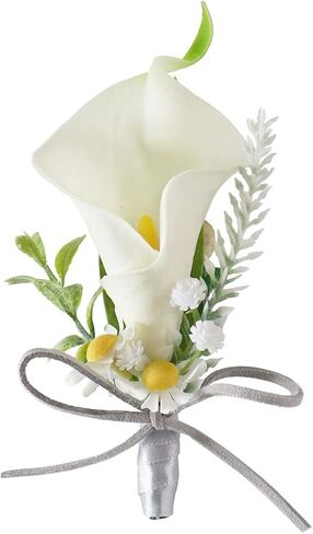 Calla Lily Boutonniere for Men Wedding Groom Best Man Boutonniere with Pin Set of 6 for Wedding Party Prom Event Ceremony Anniversary(Turquoise) in Saudi Arabia