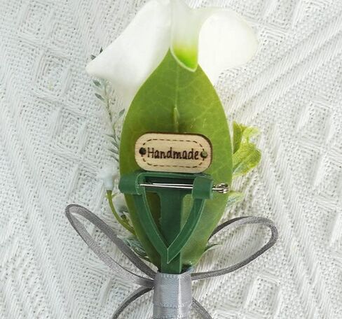 Calla Lily Boutonniere for Men Wedding Groom Best Man Boutonniere with Pin Set of 6 for Wedding Party Prom Event Ceremony Anniversary(Turquoise) in Saudi Arabia