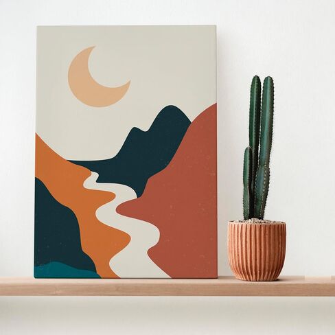Modern Geometric Canvas Framed Mid Century Wall Art Trio Set of 3 Boho Minimalist Wall Decor Abstract Paintings 3 Piece Neutral Poster Set Colorful Posters, Ready to Hang (12''x16'') in Saudi Arabia