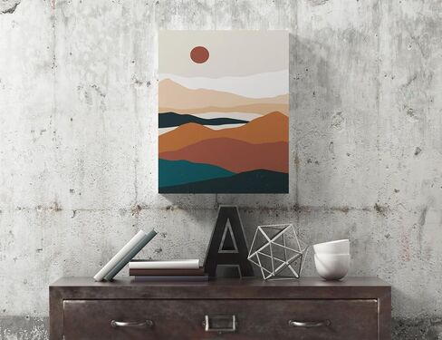 Modern Geometric Canvas Framed Mid Century Wall Art Trio Set of 3 Boho Minimalist Wall Decor Abstract Paintings 3 Piece Neutral Poster Set Colorful Posters, Ready to Hang (12''x16'') in Saudi Arabia