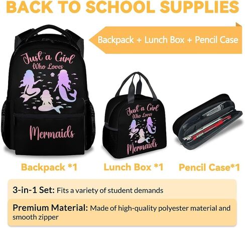 Mermaid School Backpack for Girls, 16 Inch Pink Backpacks for Kids, Cartoon, Durable, Lightweight, Large Capacity Bookbag for Travel in Saudi Arabia