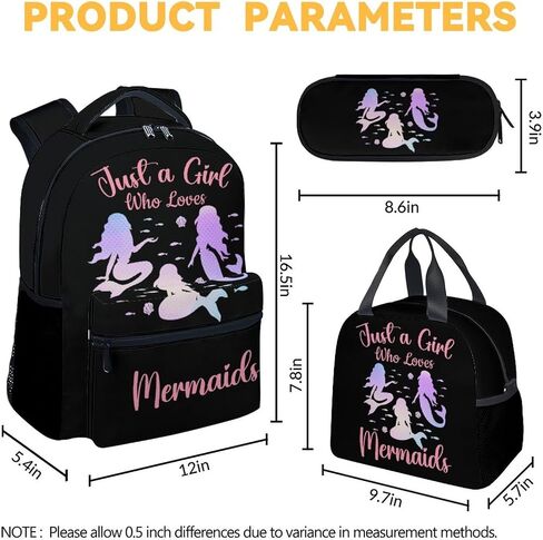 Mermaid School Backpack for Girls, 16 Inch Pink Backpacks for Kids, Cartoon, Durable, Lightweight, Large Capacity Bookbag for Travel in Saudi Arabia