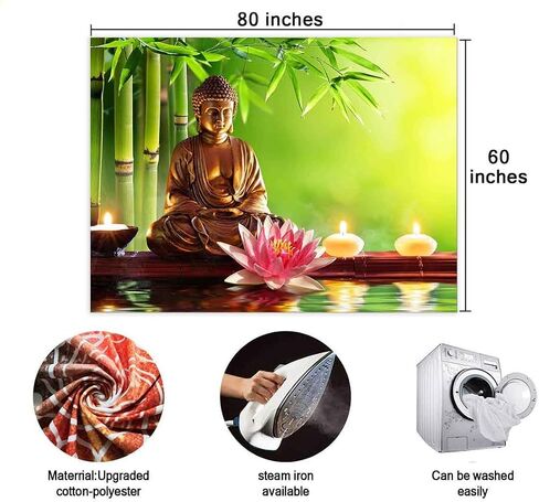 BULOR Sitting Buddha Golden Lights Tapestry Lotus Meditating Zen Wall Hangings Tapestry for Kids Baby Birthday Bedroom Living Room Dorm Background 60x40inch in Saudi Arabia