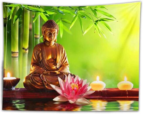 BULOR Sitting Buddha Golden Lights Tapestry Lotus Meditating Zen Wall Hangings Tapestry for Kids Baby Birthday Bedroom Living Room Dorm Background 60x40inch in Saudi Arabia