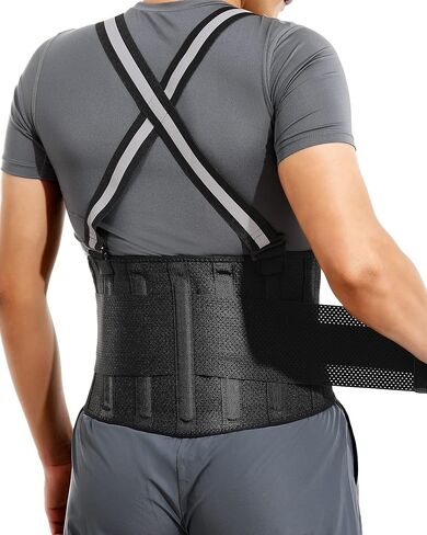 Back Brace for Heavy Lifting for Men Women Lower Back with Reflective Belt and 7 Splints, Ultra-thin Mesh Fabric, Back Brace for Posture Men Women, Perfect for Work Outdoor Running Motorcycle in Saudi Arabia