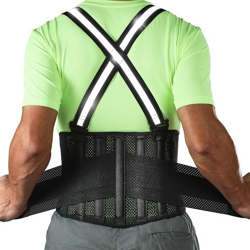 Back Brace for Heavy Lifting for Men Women Lower Back with Reflective Belt and 7 Splints, Ultra-thin Mesh Fabric, Back Brace for Posture Men Women, Perfect for Work Outdoor Running Motorcycle in Saudi Arabia
