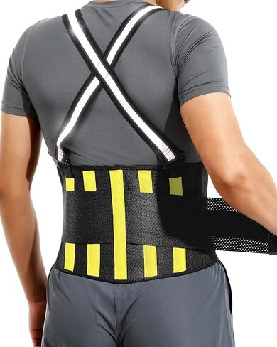 Back Brace for Heavy Lifting for Men Women Lower Back with Reflective Belt and 7 Splints, Ultra-thin Mesh Fabric, Back Brace for Posture Men Women, Perfect for Work Outdoor Running Motorcycle in Saudi Arabia