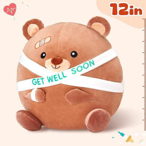 Houwsbaby 12" Get Well Soon Cat Plush Pillow,Calico Cat Stuffed Animal, Soft Sofa Cushion Squishy Plushie Kitty Toy,Feel Better Presents for Recovering Patient in Saudi Arabia