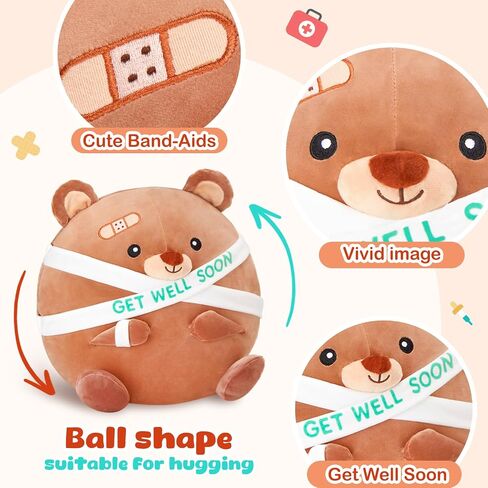 Houwsbaby 12" Get Well Soon Cat Plush Pillow,Calico Cat Stuffed Animal, Soft Sofa Cushion Squishy Plushie Kitty Toy,Feel Better Presents for Recovering Patient in Saudi Arabia