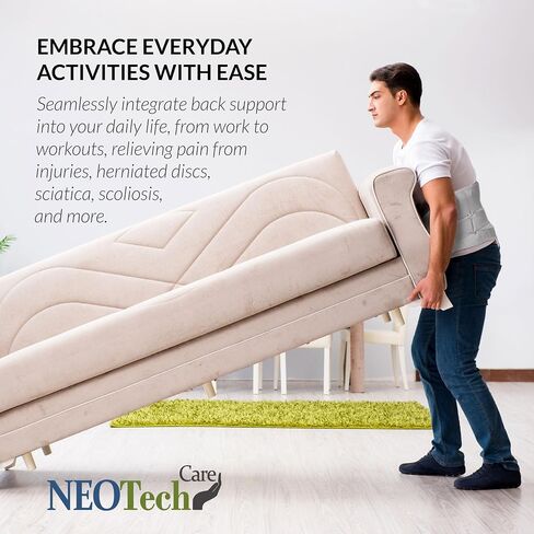NeoTech Care Adjustable Double Pull Lumbar Brace/Lower Back Belt, Black, Size M in Saudi Arabia