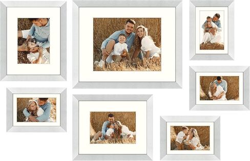 Golden State Art، إطارات حائط المعرض، 11 × 14، 8 × 10، 5 × 7 إطارات صور متعددة مجمعة لشاشات الحائط أو سطح الطاولة مع حصيرة أو بدون حصيرة (أسود، 7 عبوات) in Kuwait