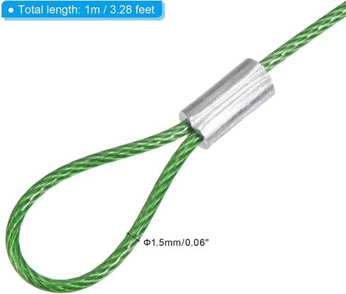 PATIKIL 3.3Ft Safety Cable Lock, 8 Pack Stainless Steel 1.5mm Dia Security Wire Rope with Double Loop for Stage Lighting Luggage Lock Clear in Saudi Arabia