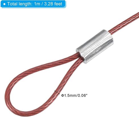 PATIKIL 3.3Ft Safety Cable Lock, 8 Pack Stainless Steel 1.5mm Dia Security Wire Rope with Double Loop for Stage Lighting Luggage Lock Clear in Saudi Arabia