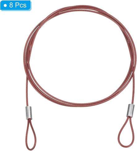 PATIKIL 3.3Ft Safety Cable Lock, 8 Pack Stainless Steel 1.5mm Dia Security Wire Rope with Double Loop for Stage Lighting Luggage Lock Clear in Saudi Arabia