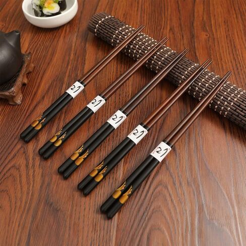 Japanese Natural Wood Chopstick Set Reusable Classic Style Chopsticks Non-slip Design Chop Sticks 5 Pairs Gift Set in Saudi Arabia