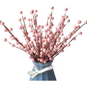 SPWOLFRT 10 Pack Artificial Berry Twig Stems, 13.5 inch Artificial Burgundy Holly Berry Picks White Berry Picks for Christmas Tree, Wedding, Party, Holiday, Wreath Decor Crafts DIY (Sliver)