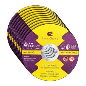 Bates- Cutting Wheels, 10 Pack, 4-1/2" x 7/8", Cut Off Wheels, 4-1/2 Cutting Wheels, Cutting Wheel 4-1/2 for Angle Grinder Cut Off Wheel, Cutoff Wheel, 4-1/2 Cut Off Wheel