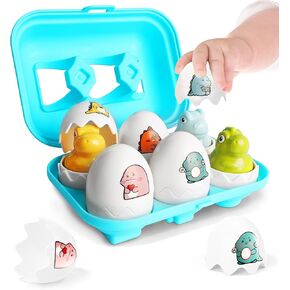 Tinabless Matching Eggs Toys 12 pcs Set Color & Shape Recoginition Sorter Puzzle for Toddlers, Christmas Easter Travel Game Early Learning Educational Gift for Year Old Kids in Kuwait