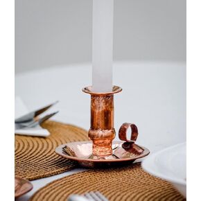 Spirituopolis حامل شموع مصنوع يدويًا من النحاس النقي - حامل شموع بوهو عتيق بمقبض - حامل شموع عمود مزخرف لديكور المنزل - حامل شموع ريفي مطروق للمناسبات الخاصة (كبير) in Kuwait