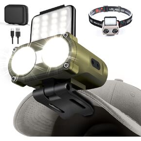 Hopedone LED Hard Hat Light, 800Lumens Rechargeable Dimmable Clip on Cap Lights, 180°Adjustable Hands Free Hat Flashlight Headlamp Waterproof for Running, Camping, Hunting, Cycling, Emergency in Kuwait