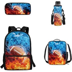 Boys Race Car Backpack for Kids with Lunch Box Pencil Case Water Bottle Sleeve Set, Large Capacity Bookbags Travel Bag Elementary Middle School Students, 4pcs Back To School Gift