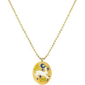 ANIZOXY Rabbit Necklace Handmade Colored Enamel Easter Oval Pendant Necklace 18K Gold Electroplated Titanium Steel Pendant Necklace
