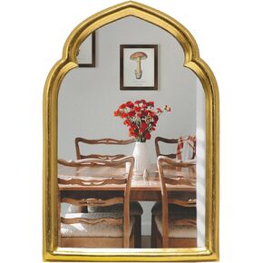 Mirrorize 8 x 12 Antique Archtype Gold Mirror for Bathroom Living Room, Decorative Classic Arched Gold Vintage Mirror
