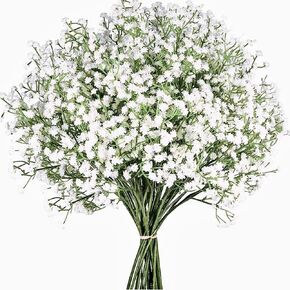 LYLYFAN Babys Breath Artificial Flowers,18 Pcs Gypsophila Real Touch Flowers for Wedding Party Home Garden Decoration White