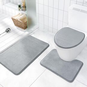 GG's AIRE Blue Bathroom Microfiber Mat, 1 Inch Thick, Set of 3 – Luxurious, Plush, Ultra-Soft, Highly Absorbent, Non-Slip, Machine Washable Memory Foam. Elevate Your Bathroom Experience and Comfort
