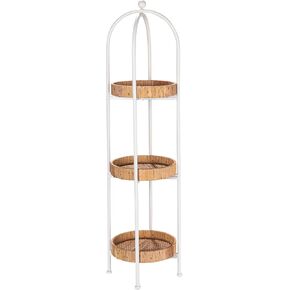 Creative Co-Op Bamboo Style Metal Rattan Trays Standing Shelf, Natural/Natural